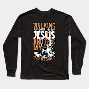 Jesus and dog - Ratonero Bodeguero Andaluz Long Sleeve T-Shirt